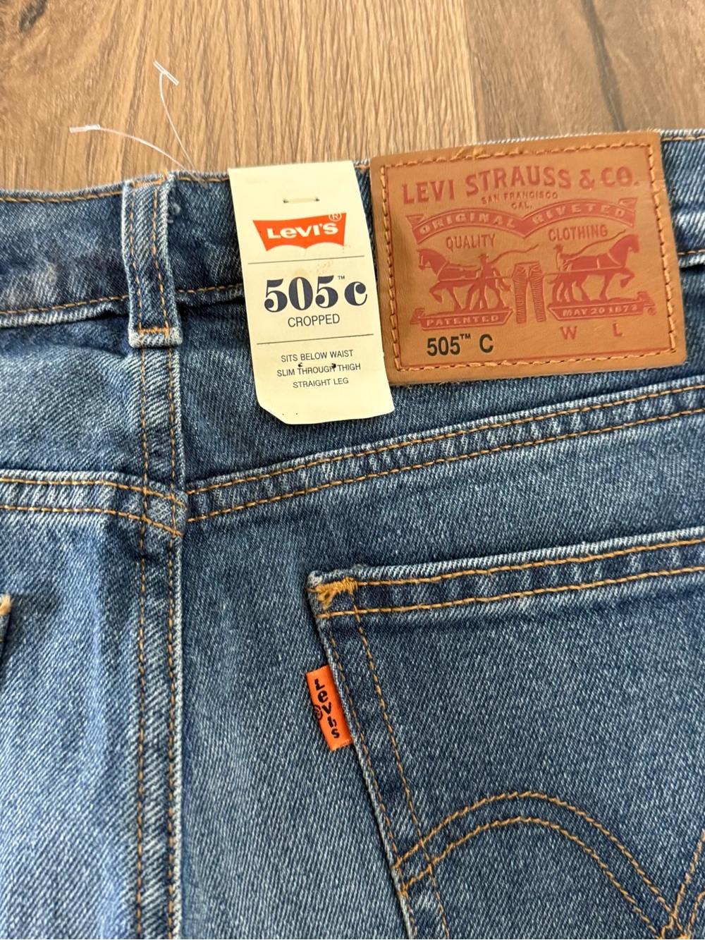 Levi’s 505C Cropped Jeans Women’s W28 Orange Tab Blue Slim Straight NWT